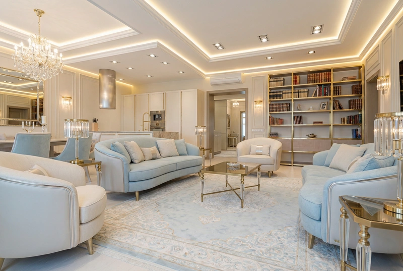 Дизайн интерьера в стиле Неоклассика — Гостиная от нейросети RoomGPT