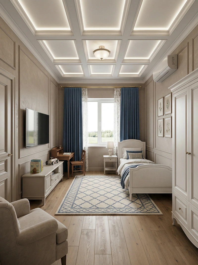 Дизайн детской в стиле Классика — фото интерьера от нейросети RoomGPT