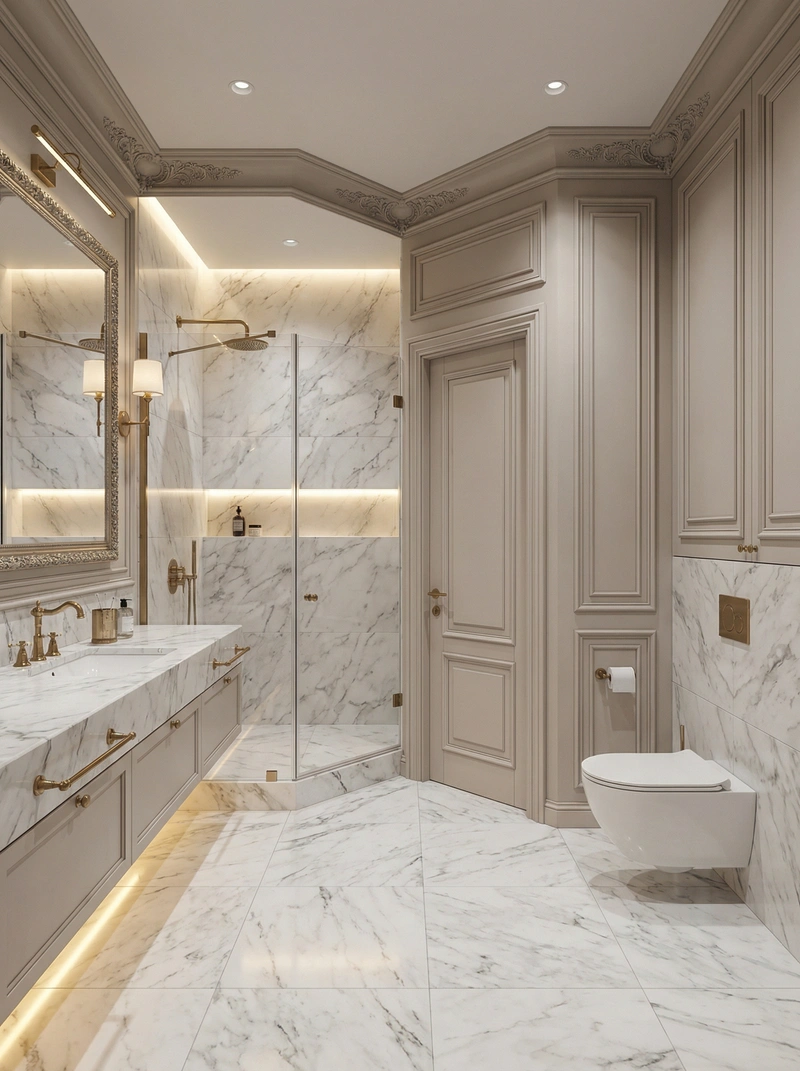 Дизайн интерьера в стиле Классика — Ванная от нейросети RoomGPT