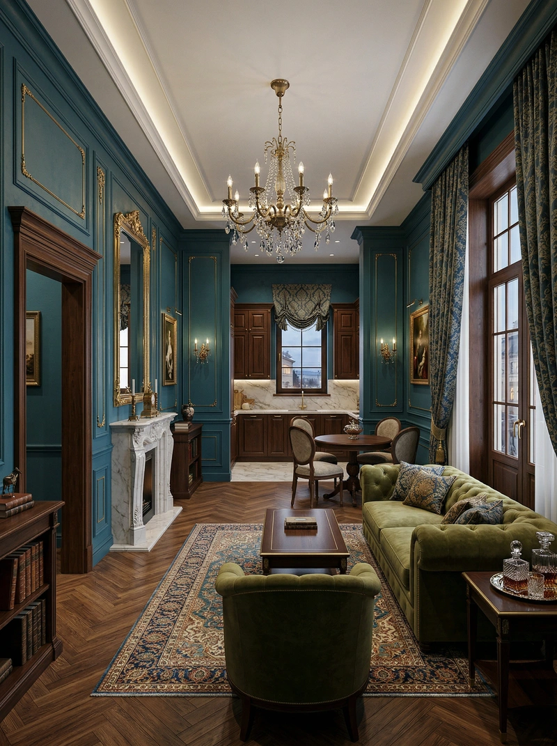 Дизайн интерьера в стиле Классика — Гостиная от нейросети RoomGPT