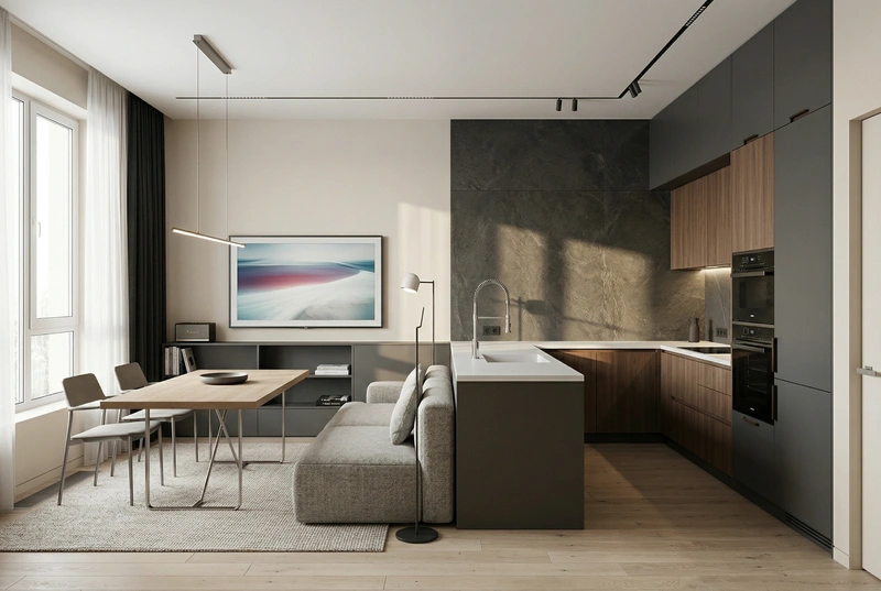 Дизайн кухни в стиле Минимализм — фото интерьера от нейросети RoomGPT