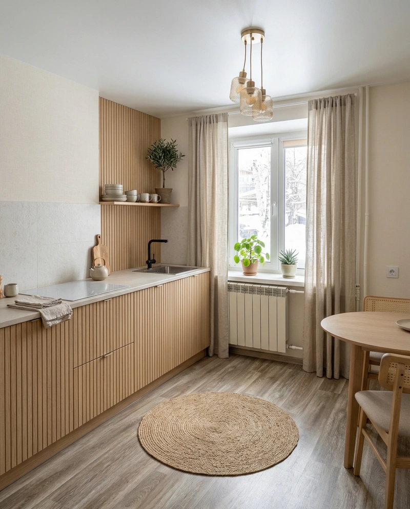 Дизайн интерьера в стиле Хюгге — Кухня от нейросети RoomGPT