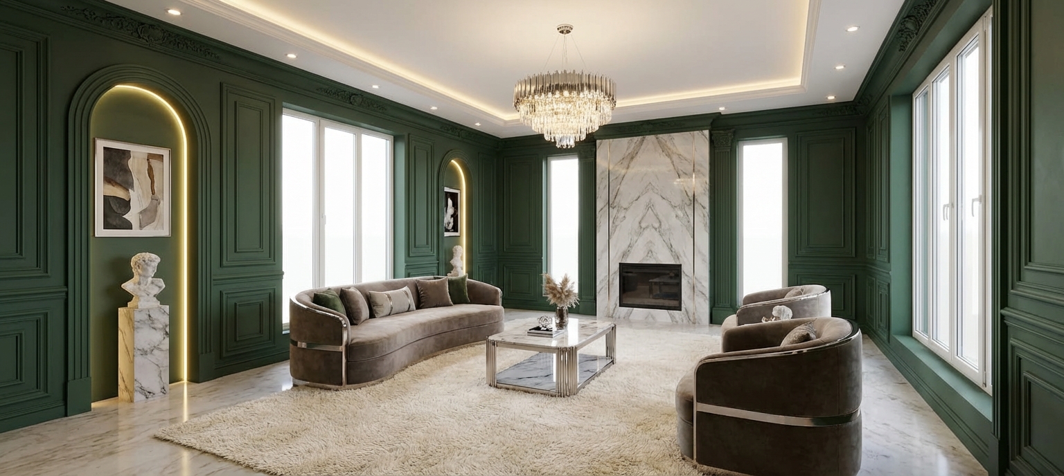 Дизайн гостиной в стиле Классика — фото интерьера от нейросети RoomGPT