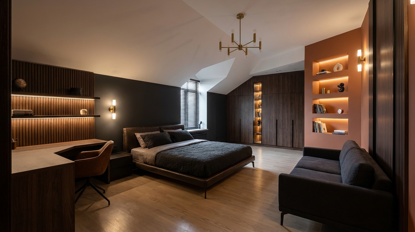 Дизайн спальни в стиле Минимализм — фото интерьера от нейросети RoomGPT