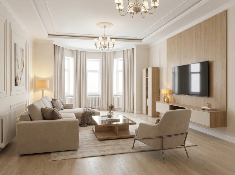 Дизайн интерьера в стиле Классика — Гостиная от нейросети RoomGPT