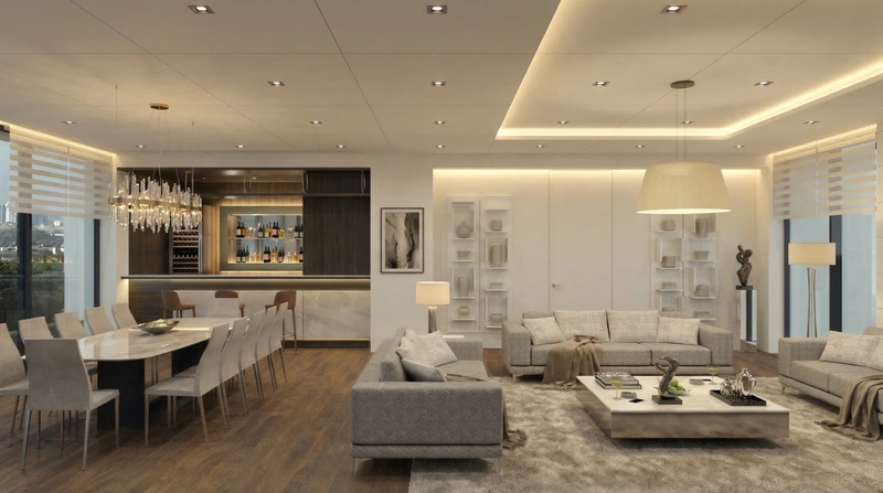 Дизайн гостиной в стиле Контемпорари — фото интерьера от нейросети RoomGPT