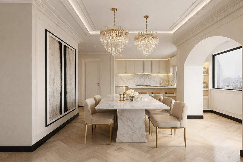 Дизайн кухни в стиле Неоклассика — фото интерьера от нейросети RoomGPT