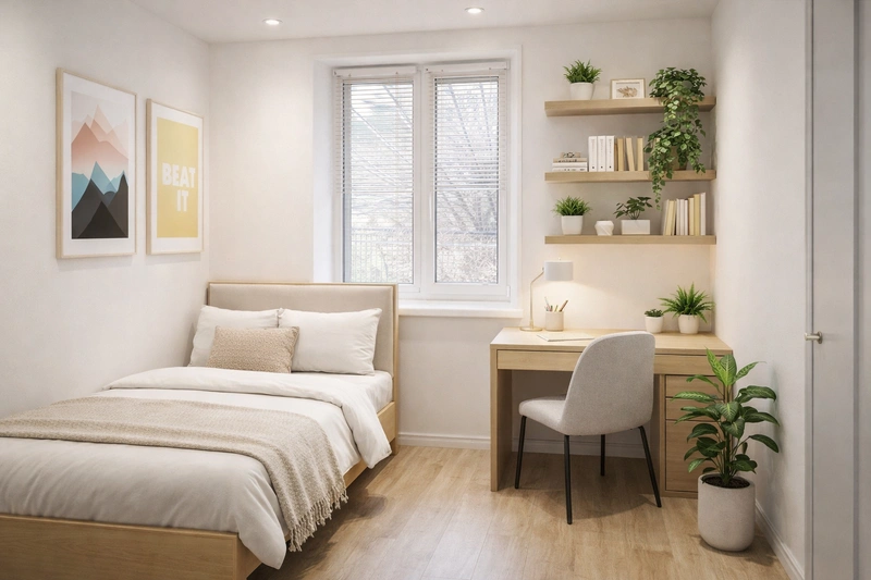 Дизайн интерьера в стиле Контемпорари — Спальня от нейросети RoomGPT