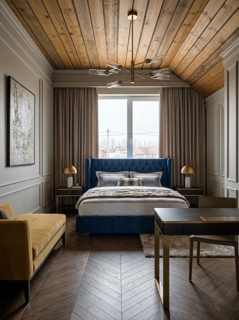 Дизайн спальни в стиле Классика — фото интерьера от нейросети RoomGPT