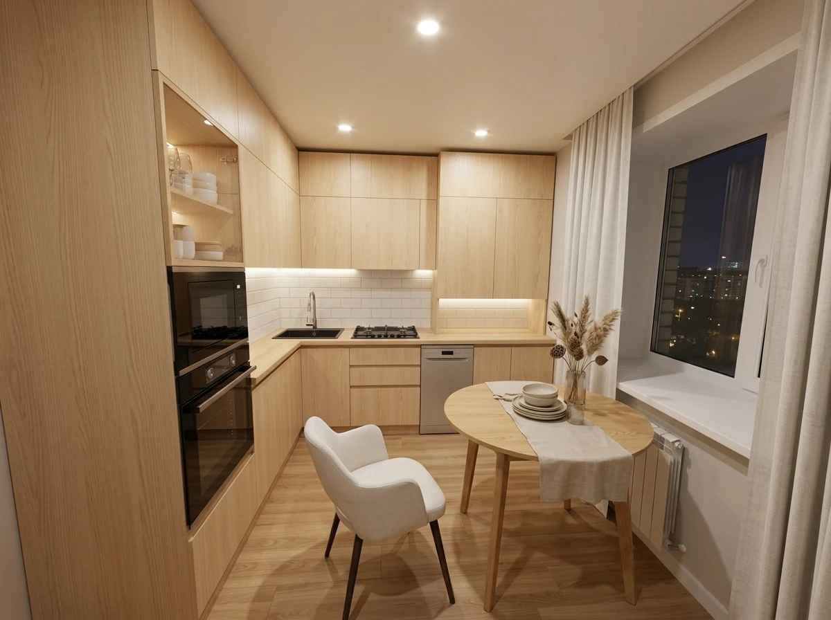 Дизайн кухни в стиле Сканди — фото интерьера от нейросети RoomGPT