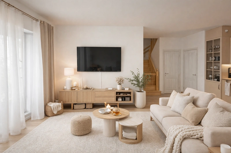 Дизайн интерьера в стиле Хюгге — Гостиная от нейросети RoomGPT