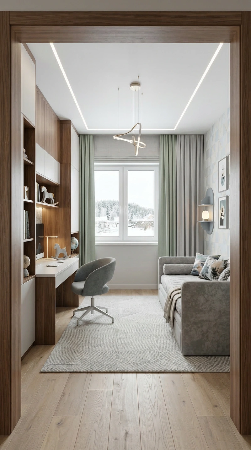 Дизайн детской в стиле Контемпорари — фото интерьера от нейросети RoomGPT