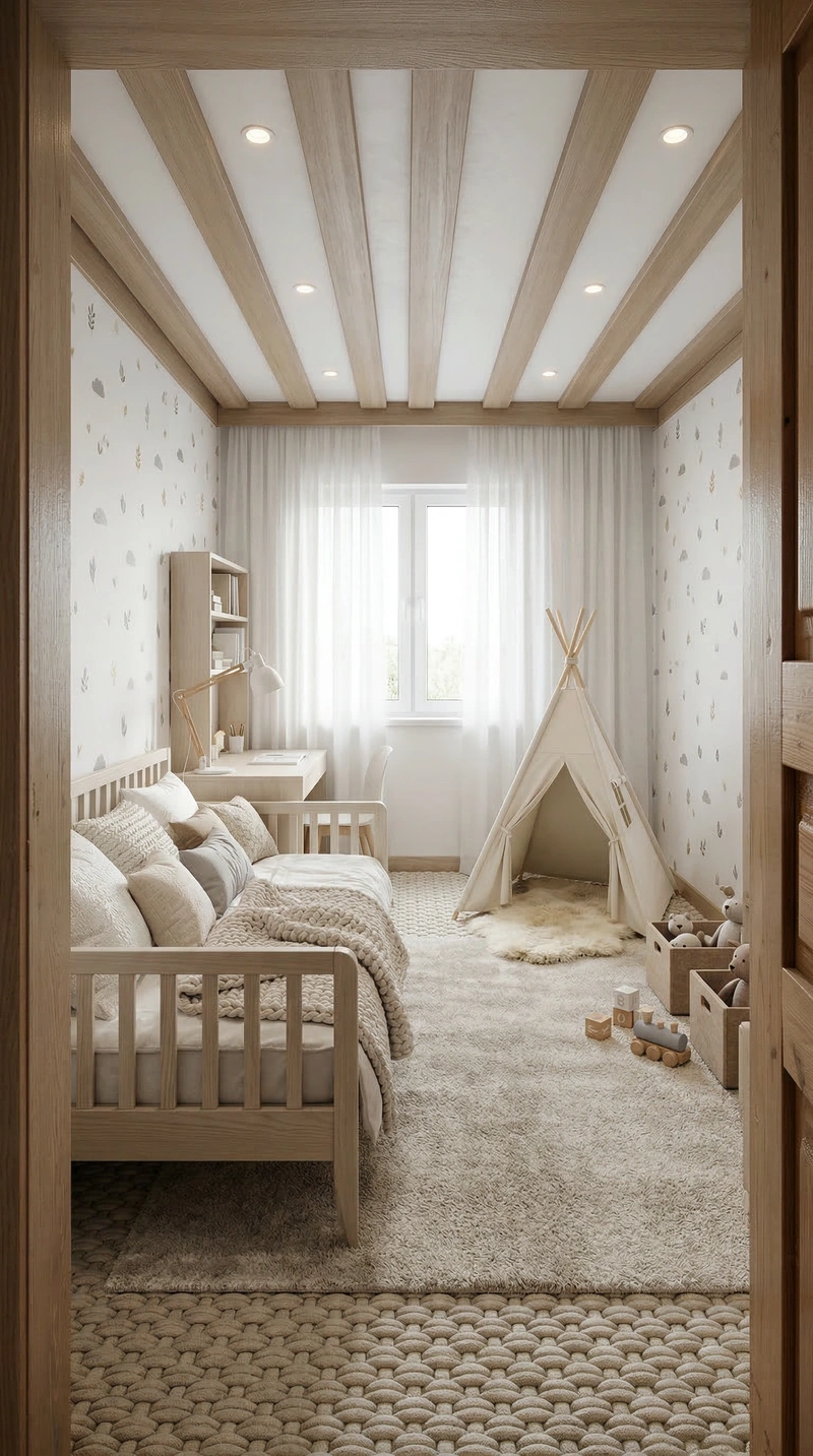 Дизайн детской в стиле Хюгге — фото интерьера от нейросети RoomGPT