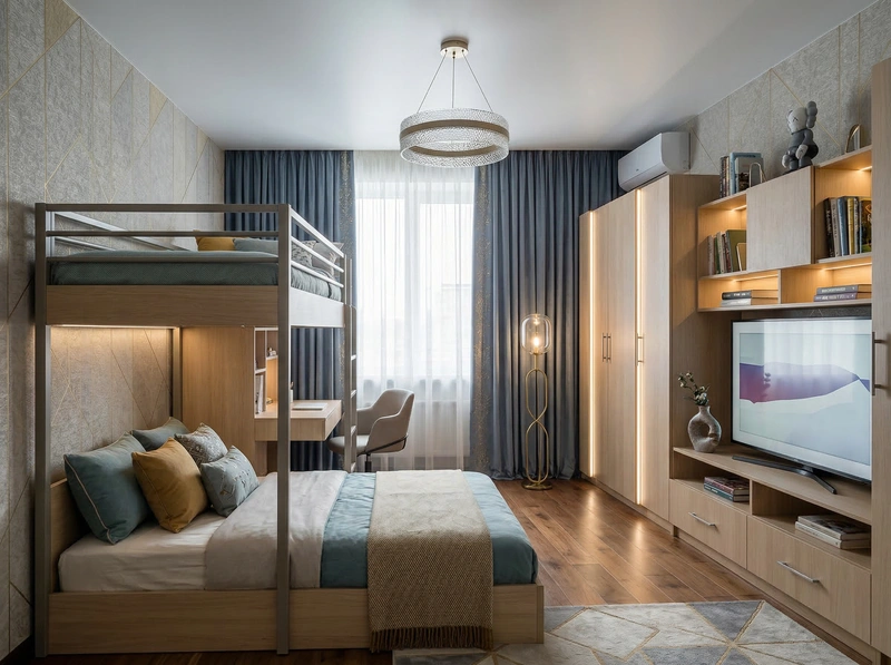 Дизайн детской в стиле Контемпорари — фото интерьера от нейросети RoomGPT