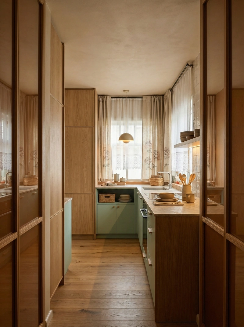 Дизайн кухни в стиле Japandi — фото интерьера от нейросети RoomGPT