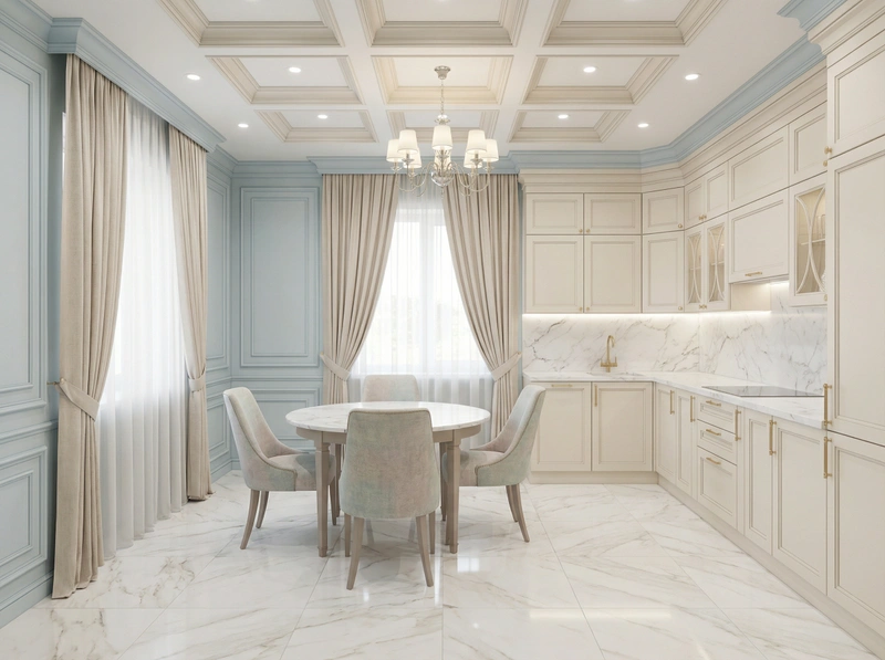 Дизайн интерьера в стиле Классика — Кухня от нейросети RoomGPT