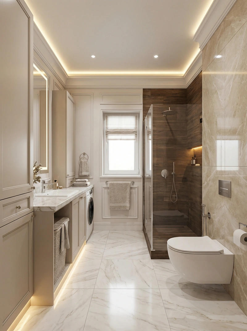 Дизайн интерьера в стиле Классика — Ванная от нейросети RoomGPT