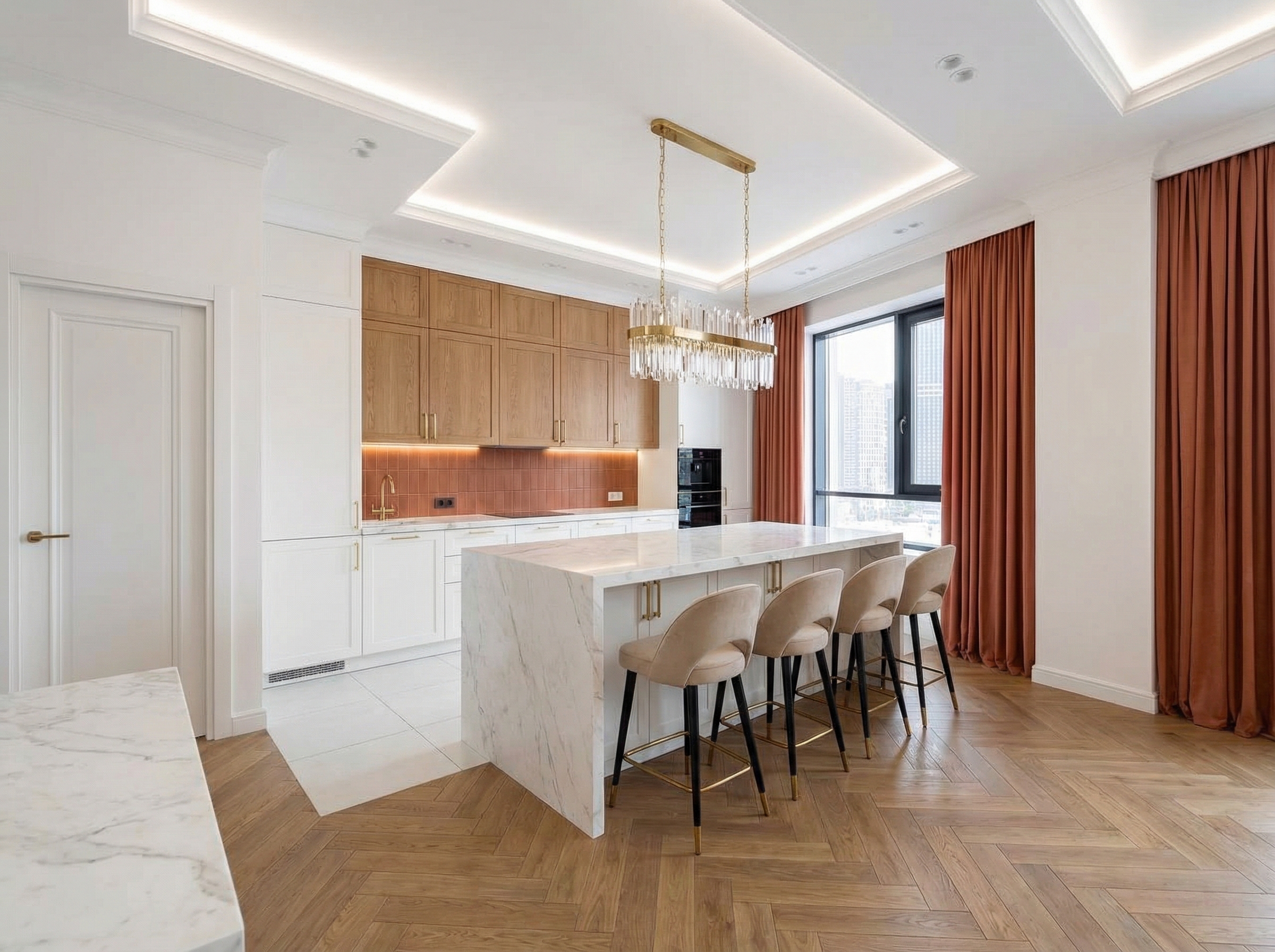 Дизайн кухни в стиле Неоклассика — фото интерьера от нейросети RoomGPT