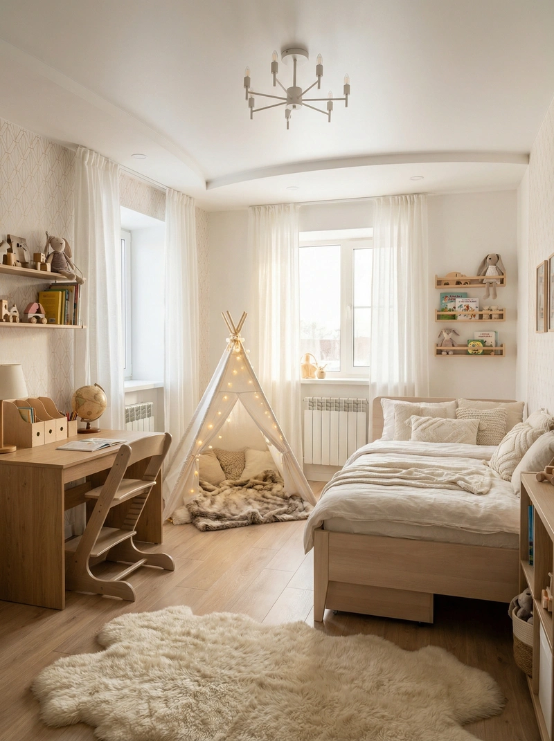 Дизайн интерьера в стиле Хюгге — Детская от нейросети RoomGPT