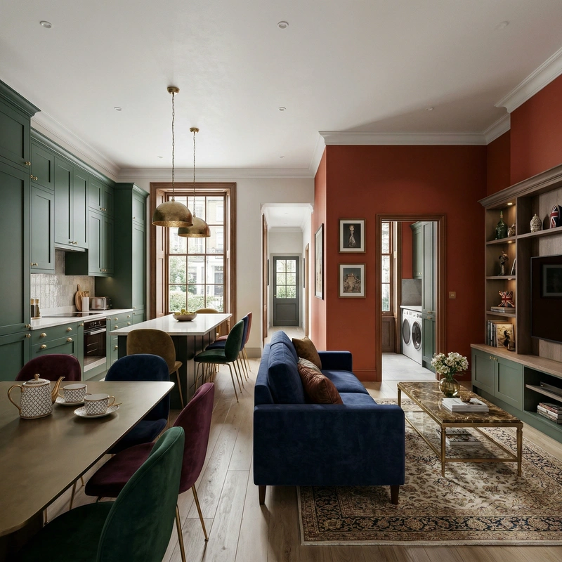 Дизайн гостиной в стиле Британский — фото интерьера от нейросети RoomGPT