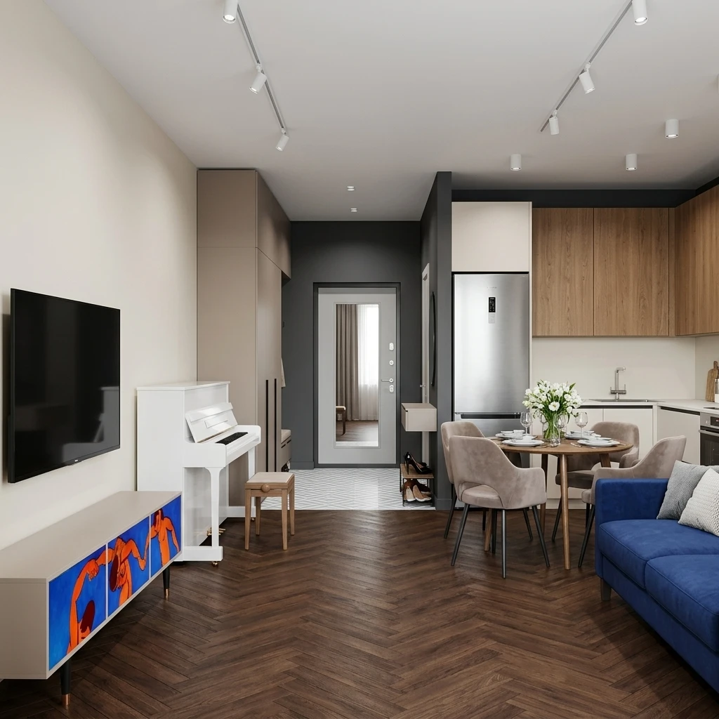 Дизайн интерьера в стиле Минимализм — Гостиная от нейросети RoomGPT