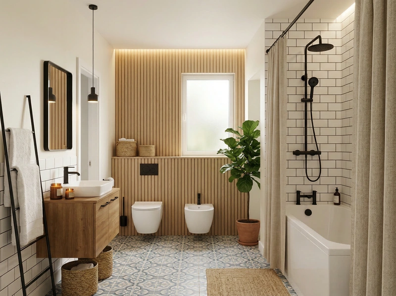 Дизайн интерьера в стиле Хюгге — Ванная от нейросети RoomGPT