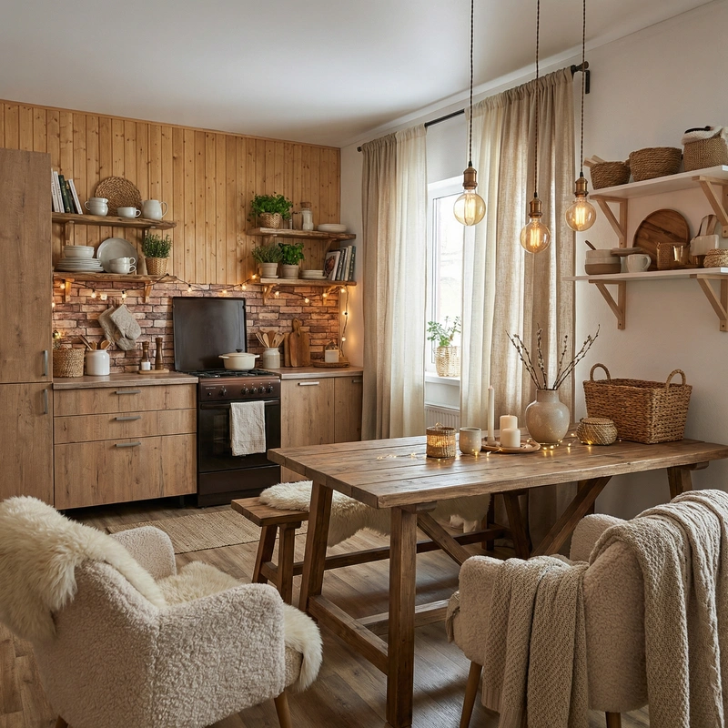 Дизайн интерьера в стиле Хюгге — Кухня от нейросети RoomGPT