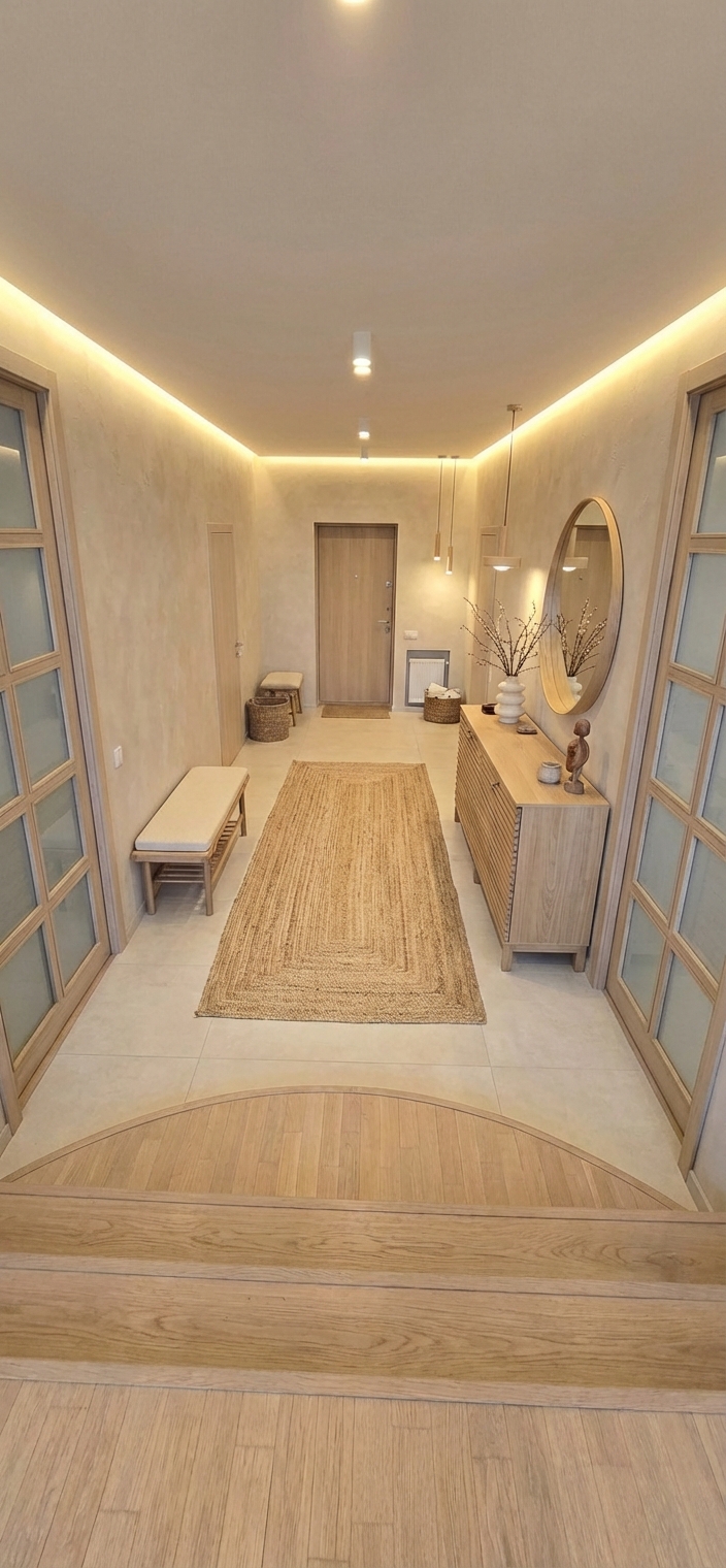 Дизайн гостиной в стиле Japandi — фото интерьера от нейросети RoomGPT