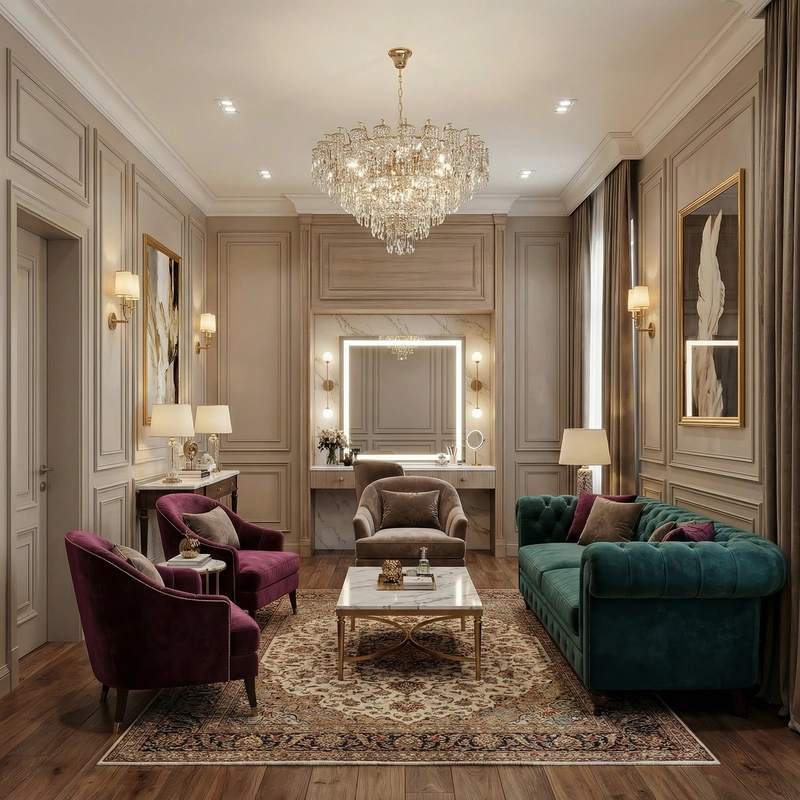 Дизайн интерьера в стиле Классика — Гостиная от нейросети RoomGPT