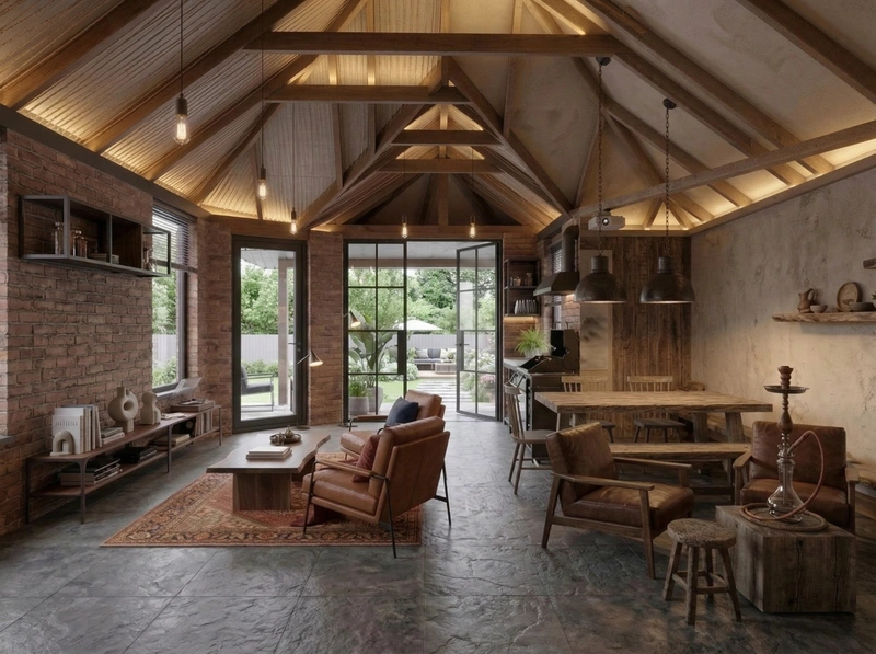 Дизайн гостиной в стиле Лофт — фото интерьера от нейросети RoomGPT