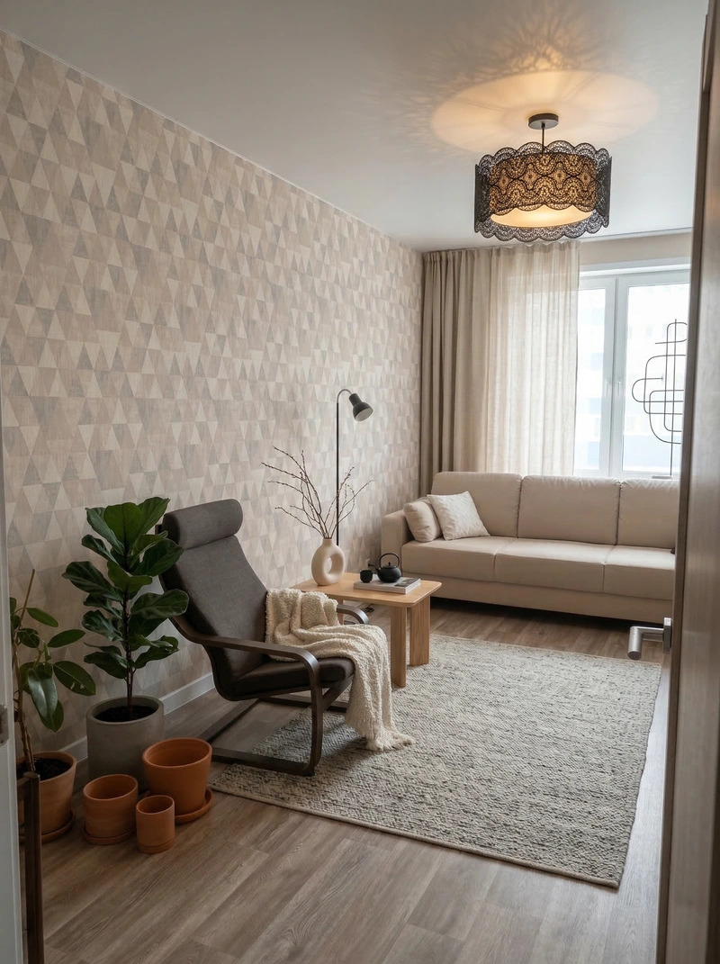 Дизайн интерьера в стиле Минимализм — Гостиная от нейросети RoomGPT