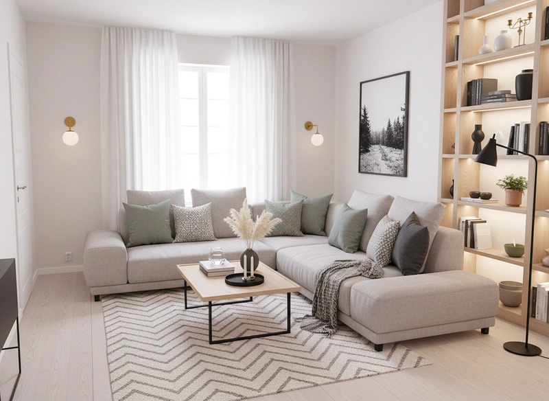 Дизайн интерьера в стиле Сканди — Гостиная от нейросети RoomGPT