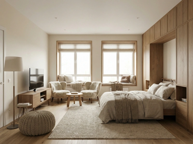 Дизайн интерьера в стиле Хюгге — Спальня от нейросети RoomGPT