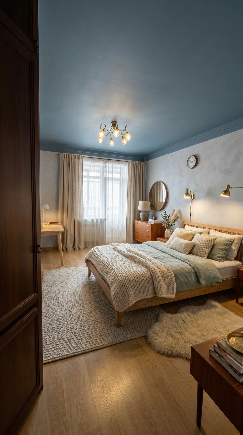 Дизайн спальни в стиле Хюгге — фото интерьера от нейросети RoomGPT