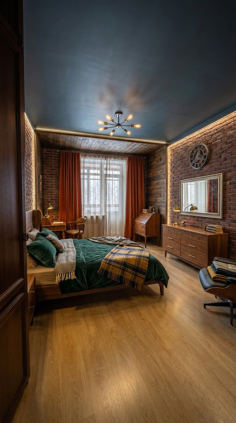 Дизайн спальни в стиле Лофт — фото интерьера от нейросети RoomGPT