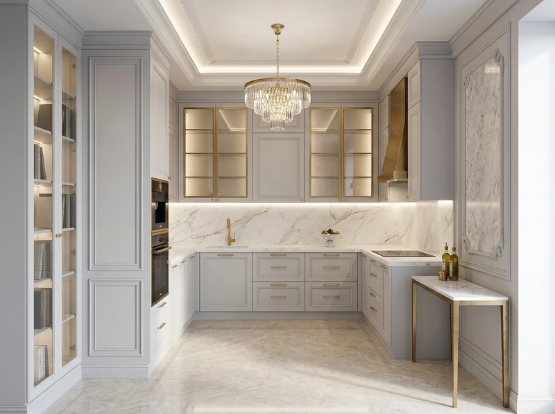 Дизайн интерьера в стиле Неоклассика — Кухня от нейросети RoomGPT