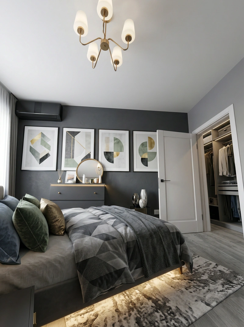 Дизайн интерьера в стиле Контемпорари — Спальня от нейросети RoomGPT