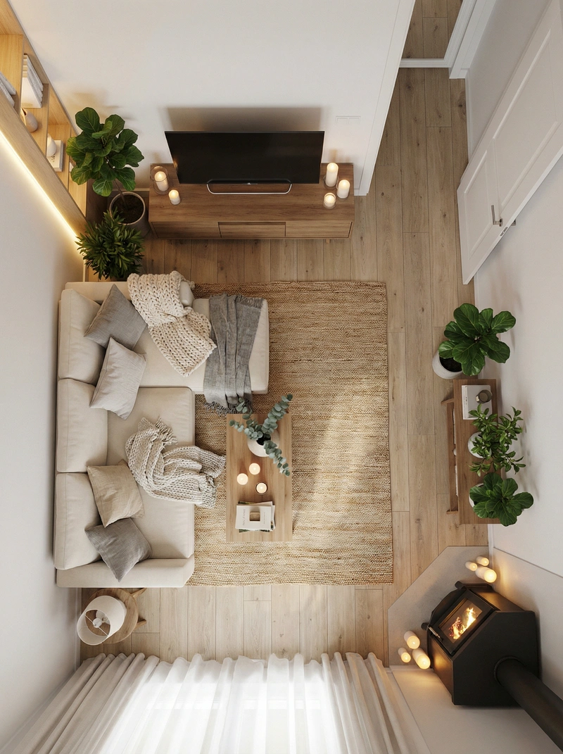 Дизайн интерьера в стиле Хюгге — Гостиная от нейросети RoomGPT