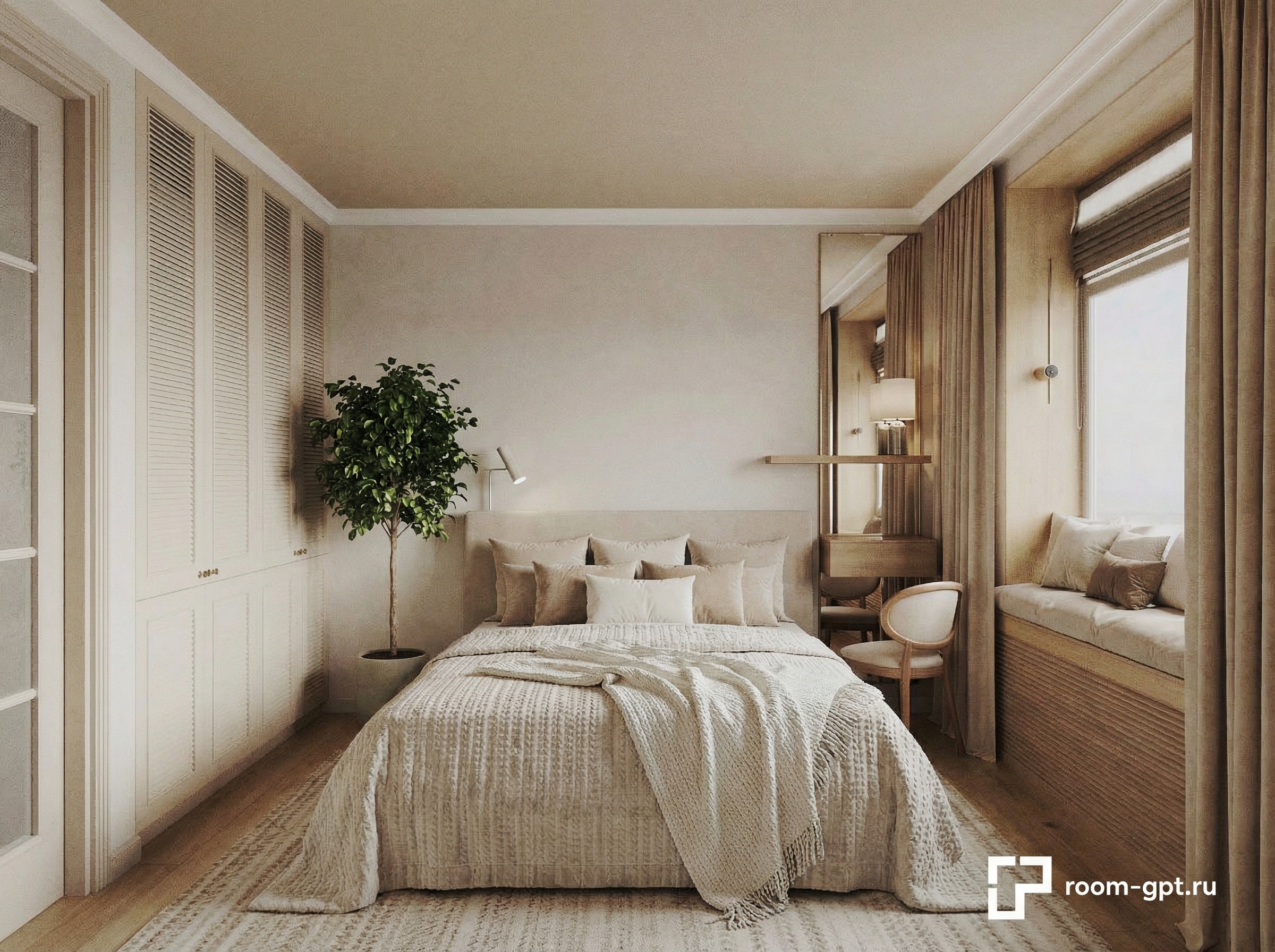 Дизайн спальни в стиле Минимализм — фото интерьера от нейросети RoomGPT