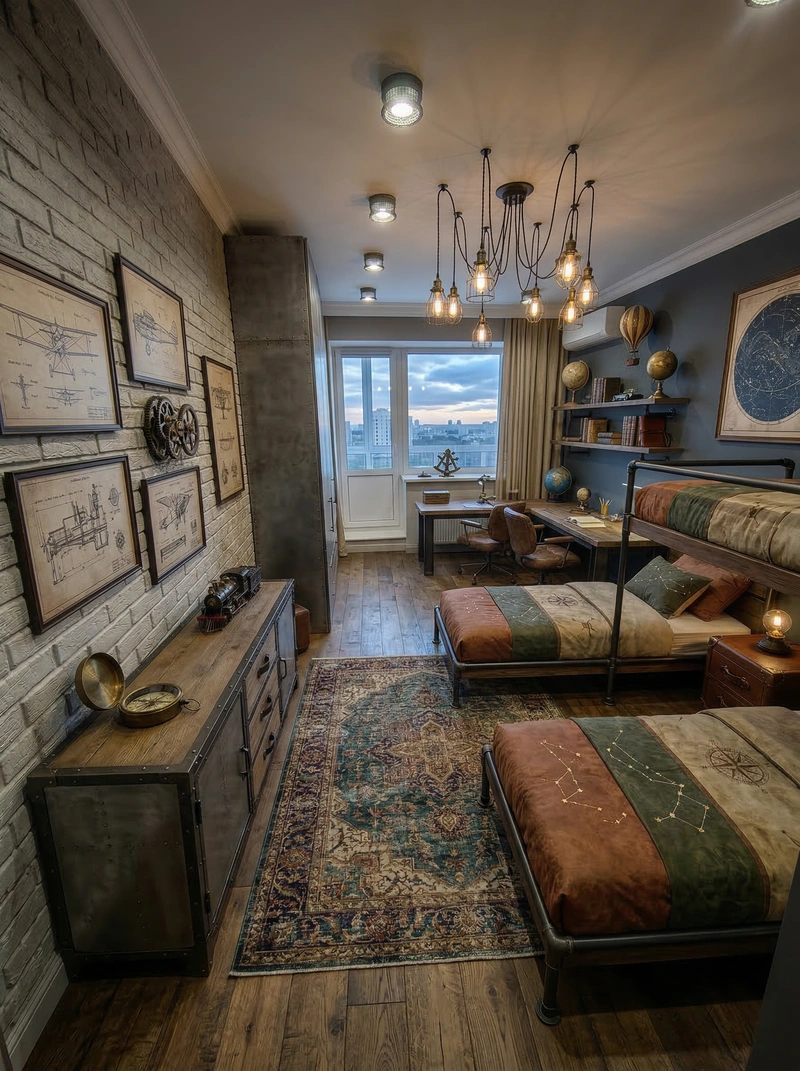 Дизайн детской в стиле Лофт — фото интерьера от нейросети RoomGPT