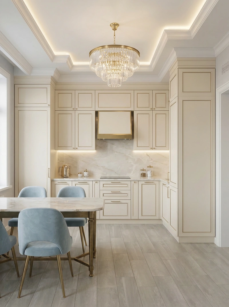 Дизайн кухни в стиле Неоклассика — фото интерьера от нейросети RoomGPT