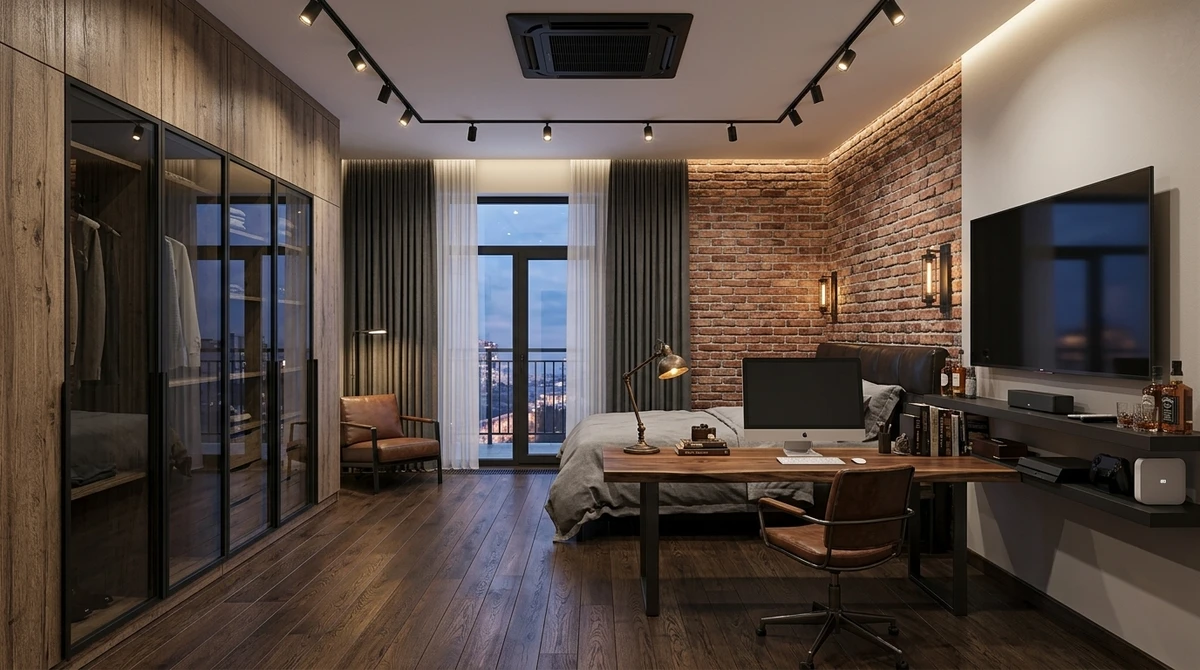 Дизайн кабинета в стиле Лофт — фото интерьера от нейросети RoomGPT