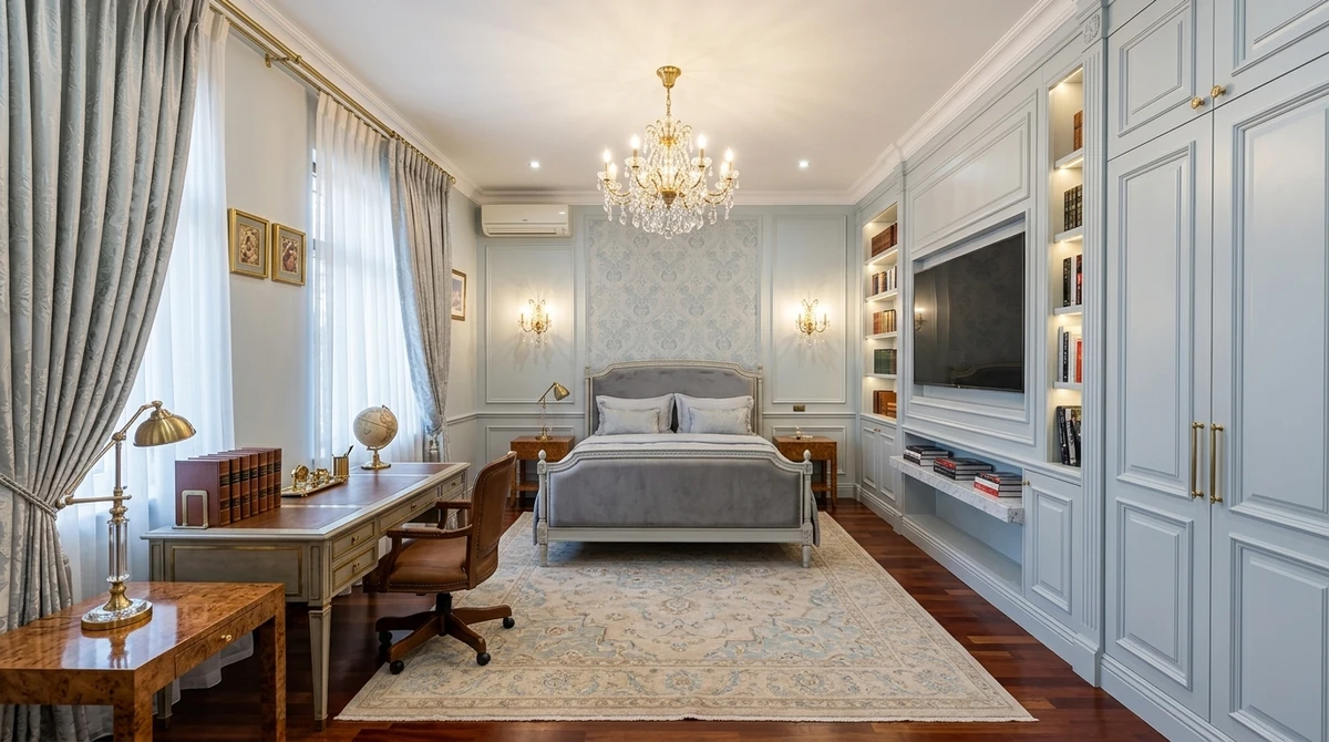 Дизайн кабинета в стиле Неоклассика — фото интерьера от нейросети RoomGPT