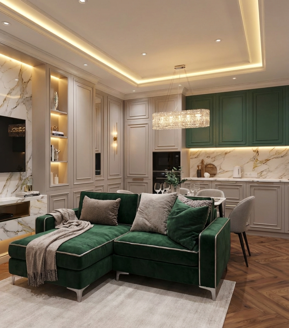 Дизайн гостиной в стиле Классика — фото интерьера от нейросети RoomGPT