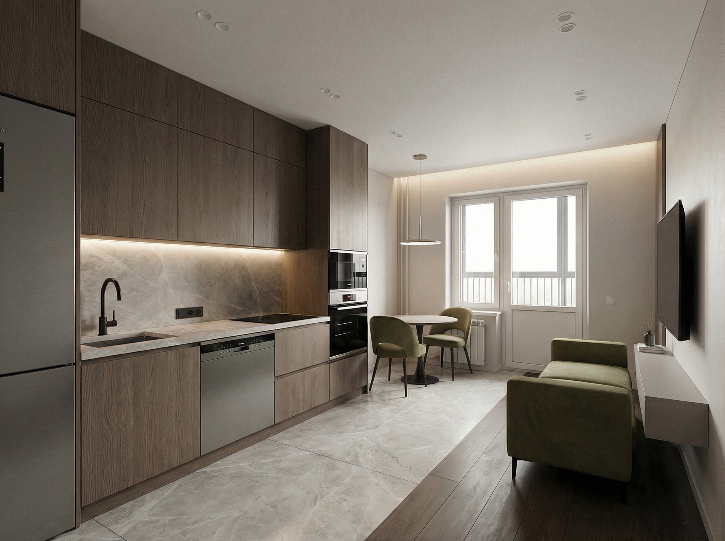 Дизайн кухни в стиле Минимализм — фото интерьера от нейросети RoomGPT