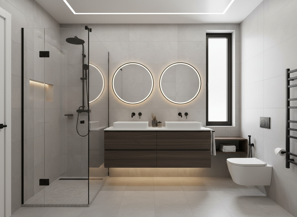 Дизайн ванной в стиле Минимализм — фото интерьера от нейросети RoomGPT