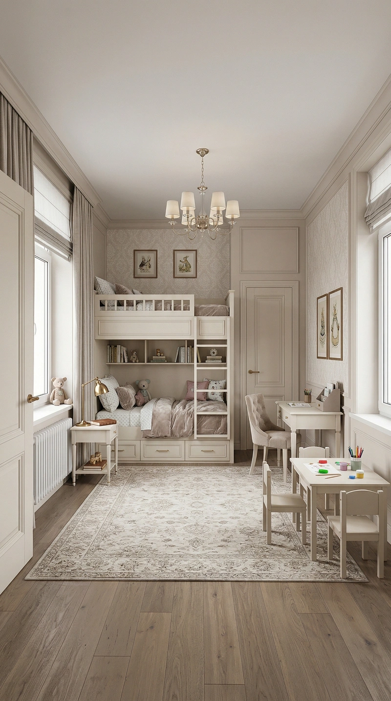 Дизайн детской в стиле Классика — фото интерьера от нейросети RoomGPT