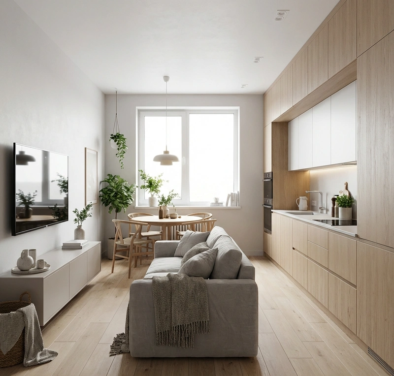 Дизайн интерьера в стиле Сканди — Кухня от нейросети RoomGPT