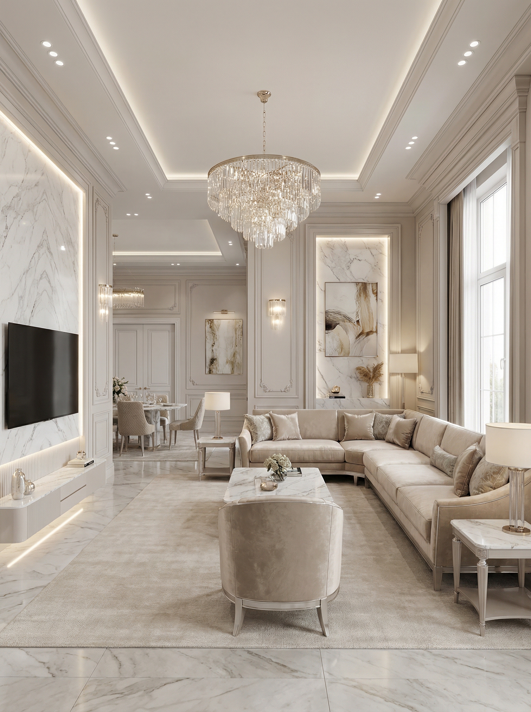 Дизайн гостиной в стиле Классика — фото интерьера от нейросети RoomGPT