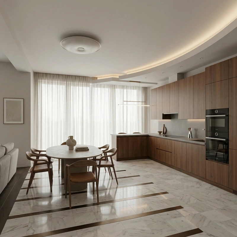 Дизайн интерьера в стиле Минимализм — Кухня от нейросети RoomGPT